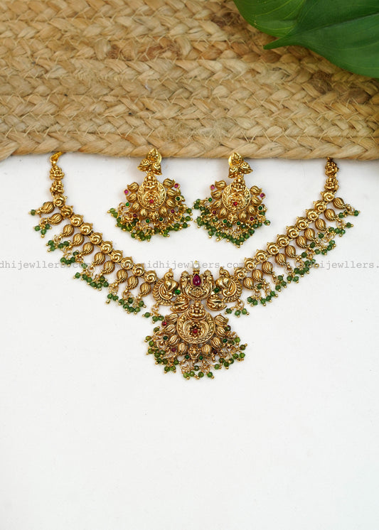 Lakshmi necklace -Padma (Green)