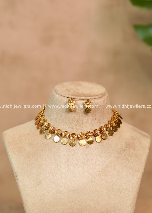 Floral Kasu Choker Set with Matching Earrings – Ramika