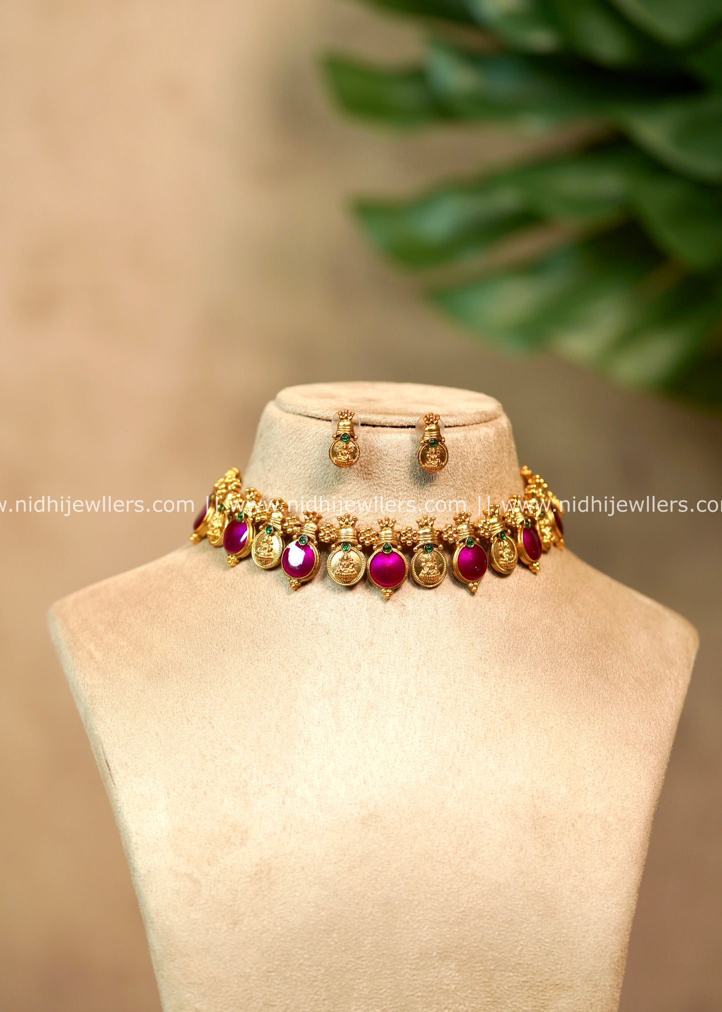 Kasu Purple Choker Set with Matching Earrings – Setareh