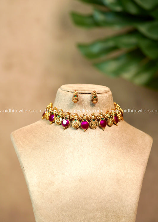 Kasu Purple Choker Set with Matching Earrings – Setareh