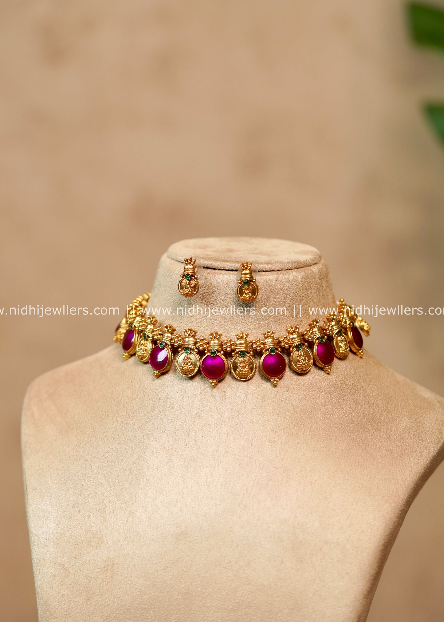 Kasu Purple Choker Set with Matching Earrings – Setareh