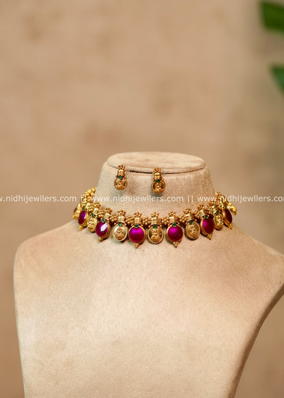 Kasu Purple Choker Set with Matching Earrings – Setareh