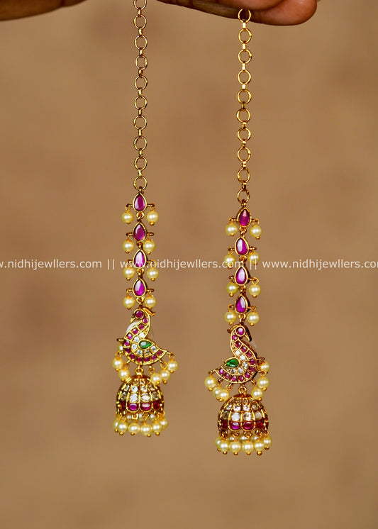 Peacock Mattilu Kemp Jhumka Earrings with Pearl Drops – Mayukhi