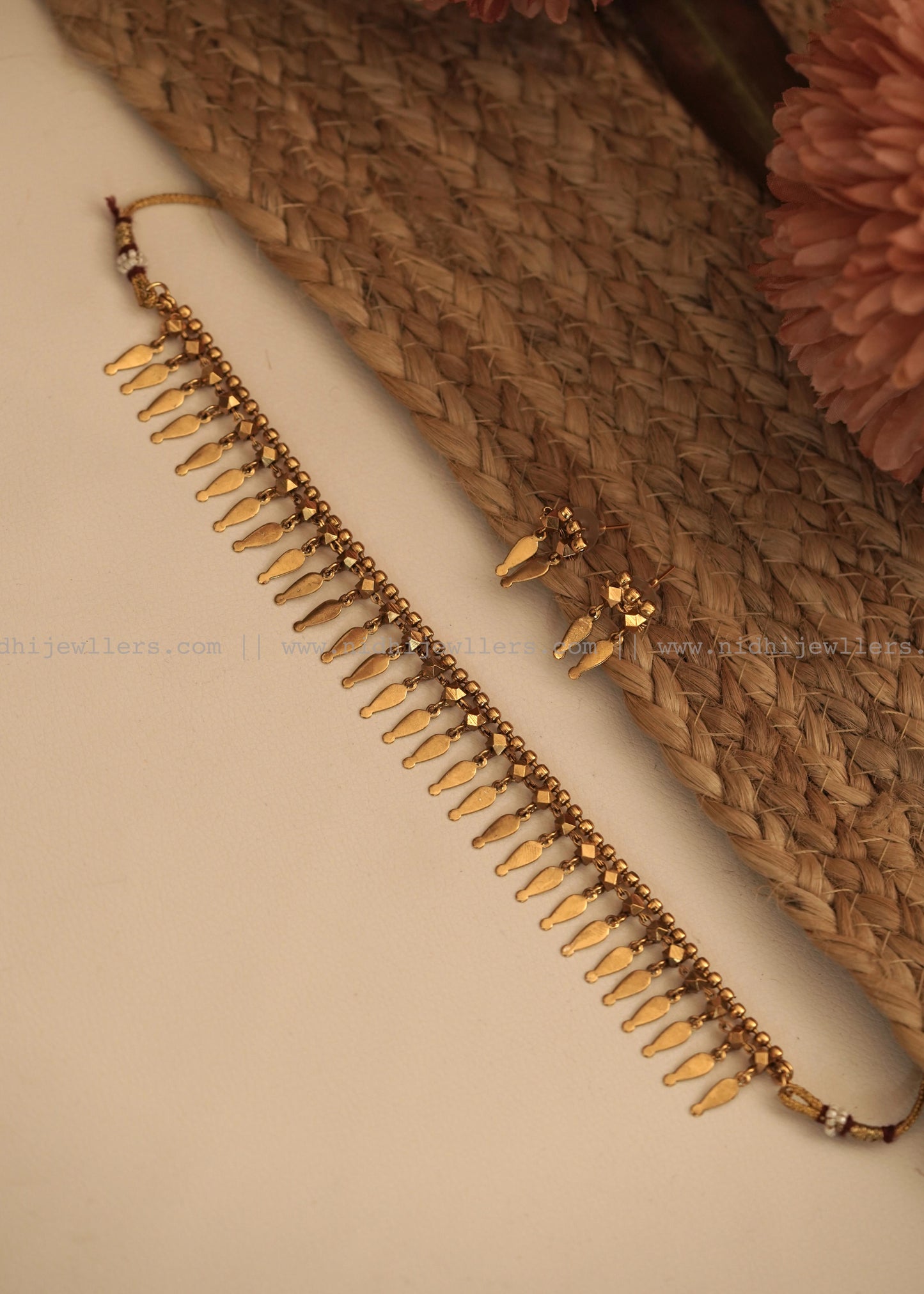 Antique Elakka Tali Choker Set with Matching Earrings- (elakkatali)ET4