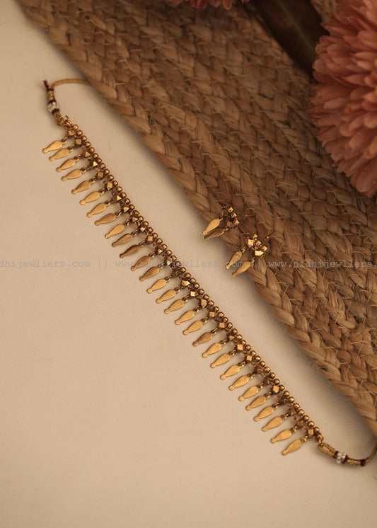 Antique Elakka Tali Choker Set with Matching Earrings- (elakkatali) (Elakka thali)ET4
