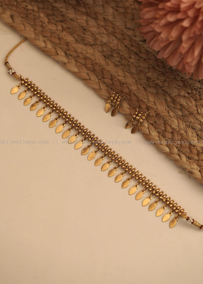 Antique Elakka Tali Choker Set with Matching Earrings- (elakkatali)ET5