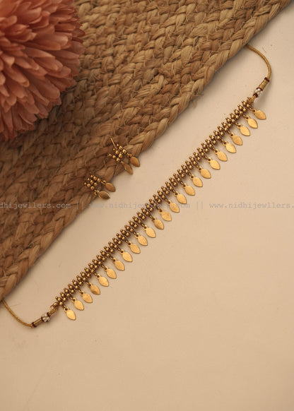 Antique Elakka Tali Choker Set with Matching Earrings- (elakkatali)ET5