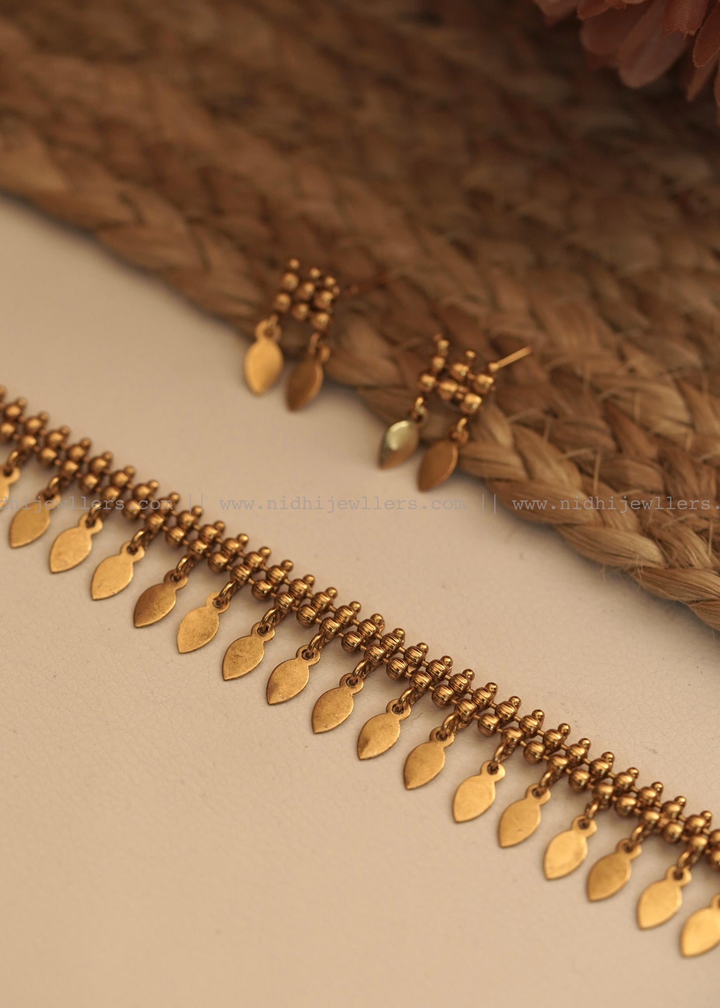 Antique Elakka Tali Choker Set with Matching Earrings- (elakkatali)ET5