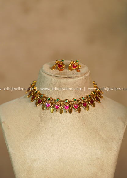 Purple Antique Palakka Elakkathali Fusion Choker