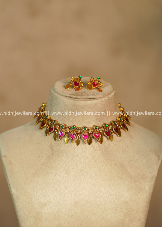 Purple Antique Palakka Elakkathali Fusion Choker