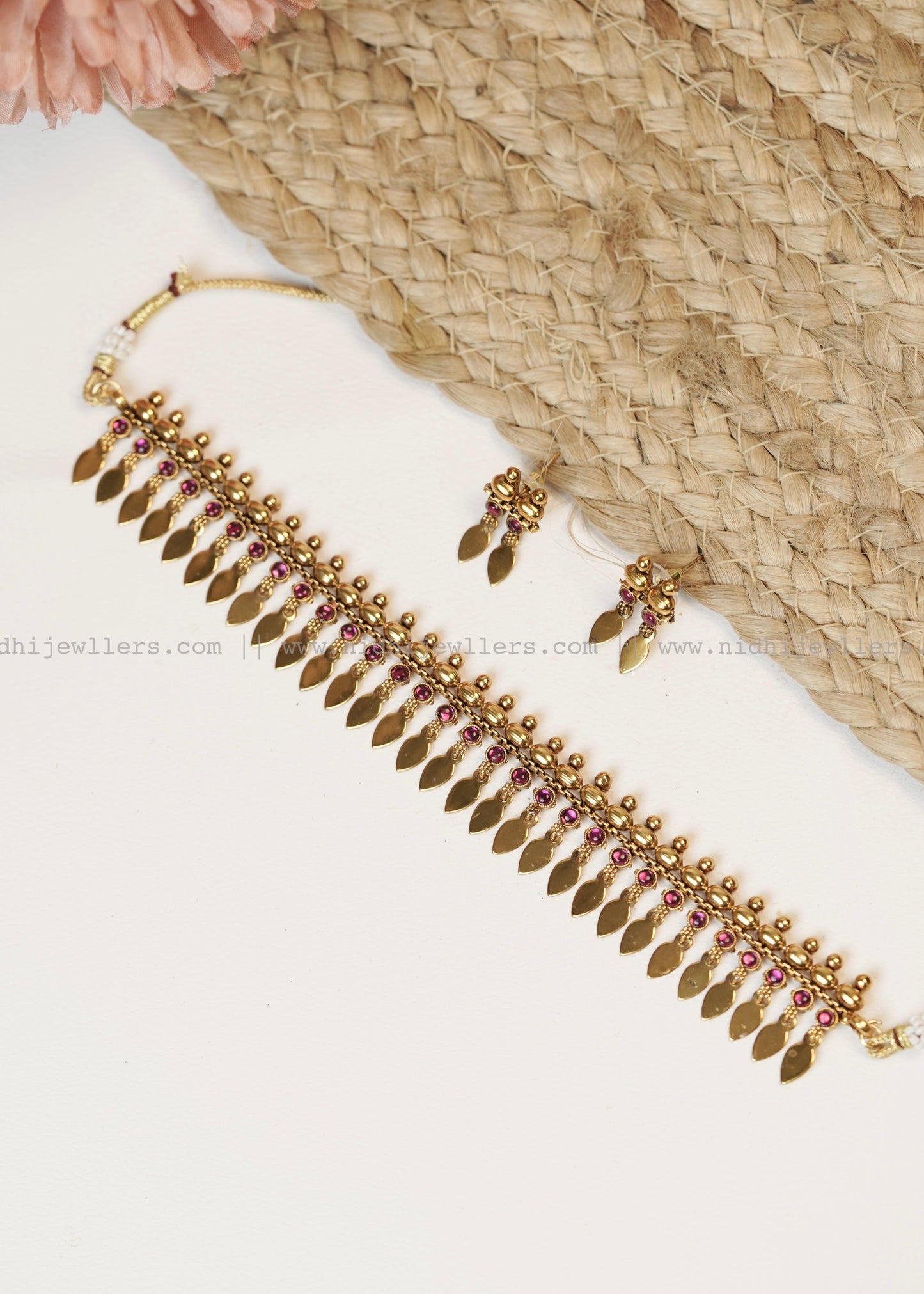 Antique Ruby-Bordered Elakkathali Choker Set ET13