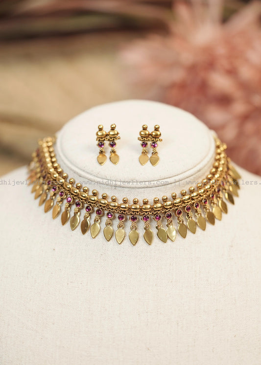 Antique Ruby-Bordered Elakkathali Choker Set ET13