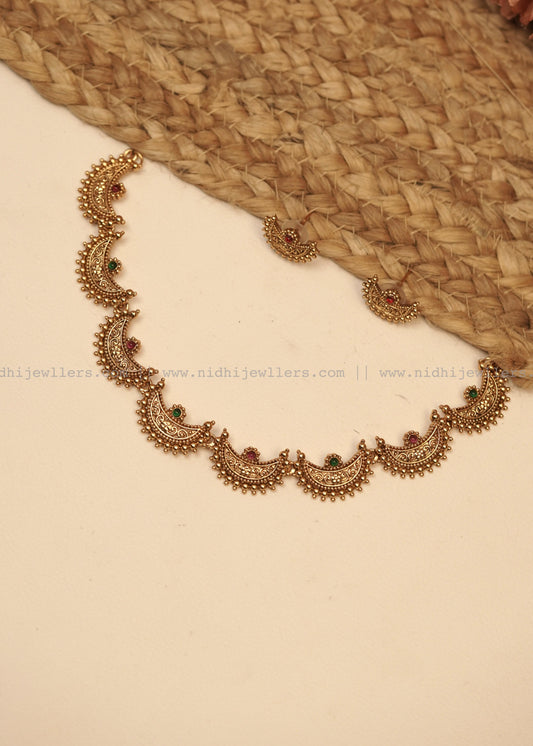 Antique Half moon Necklace Set