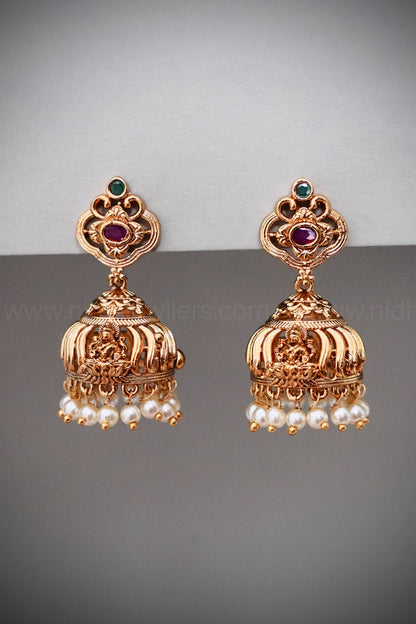 Premium Lakshmi Jhumka with white beads