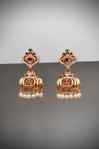 Premium Lakshmi Jhumka with white beads