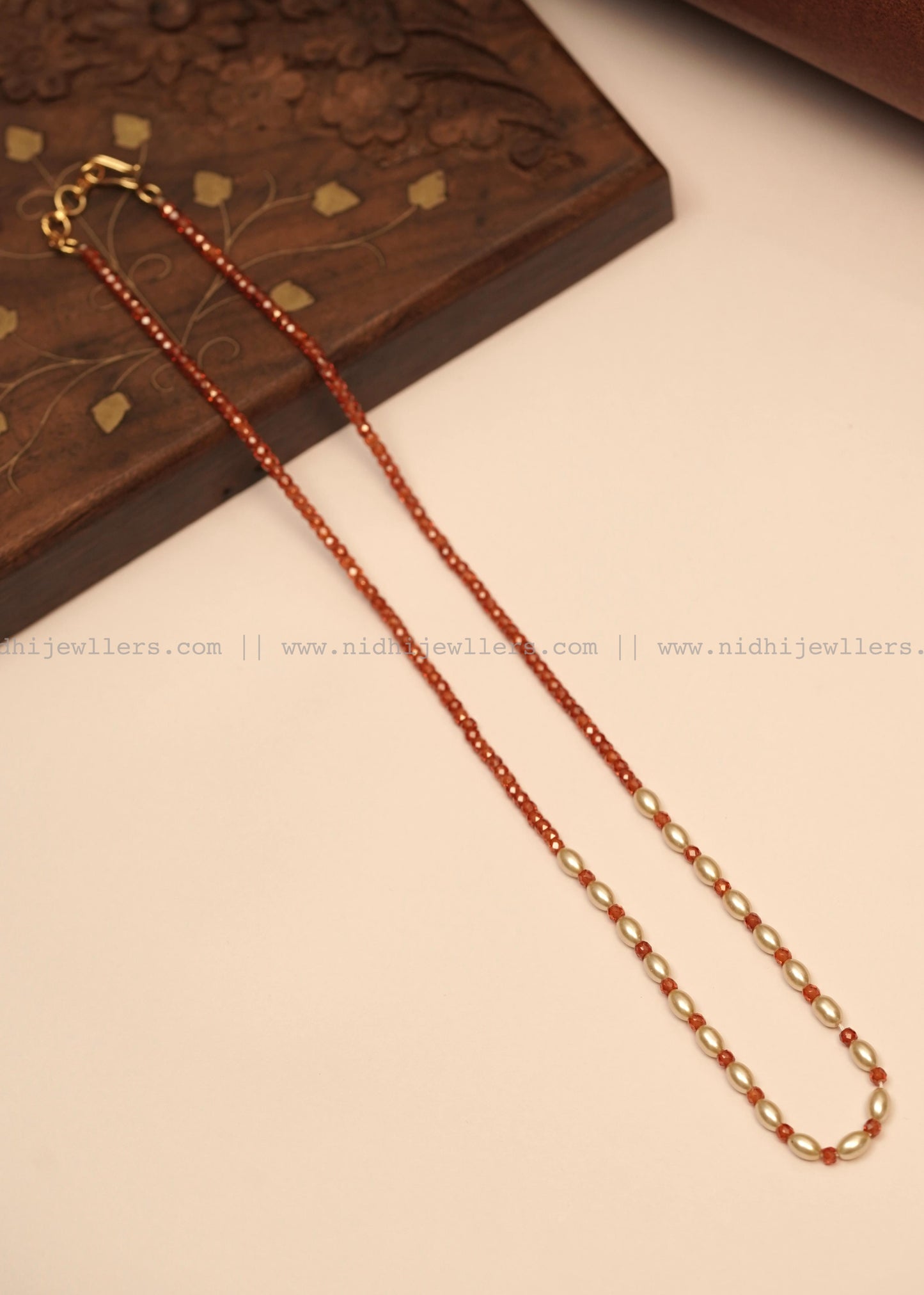 Minimalist Crystal and Rice Pearl Single-Strand Mala Necklace- Anvi