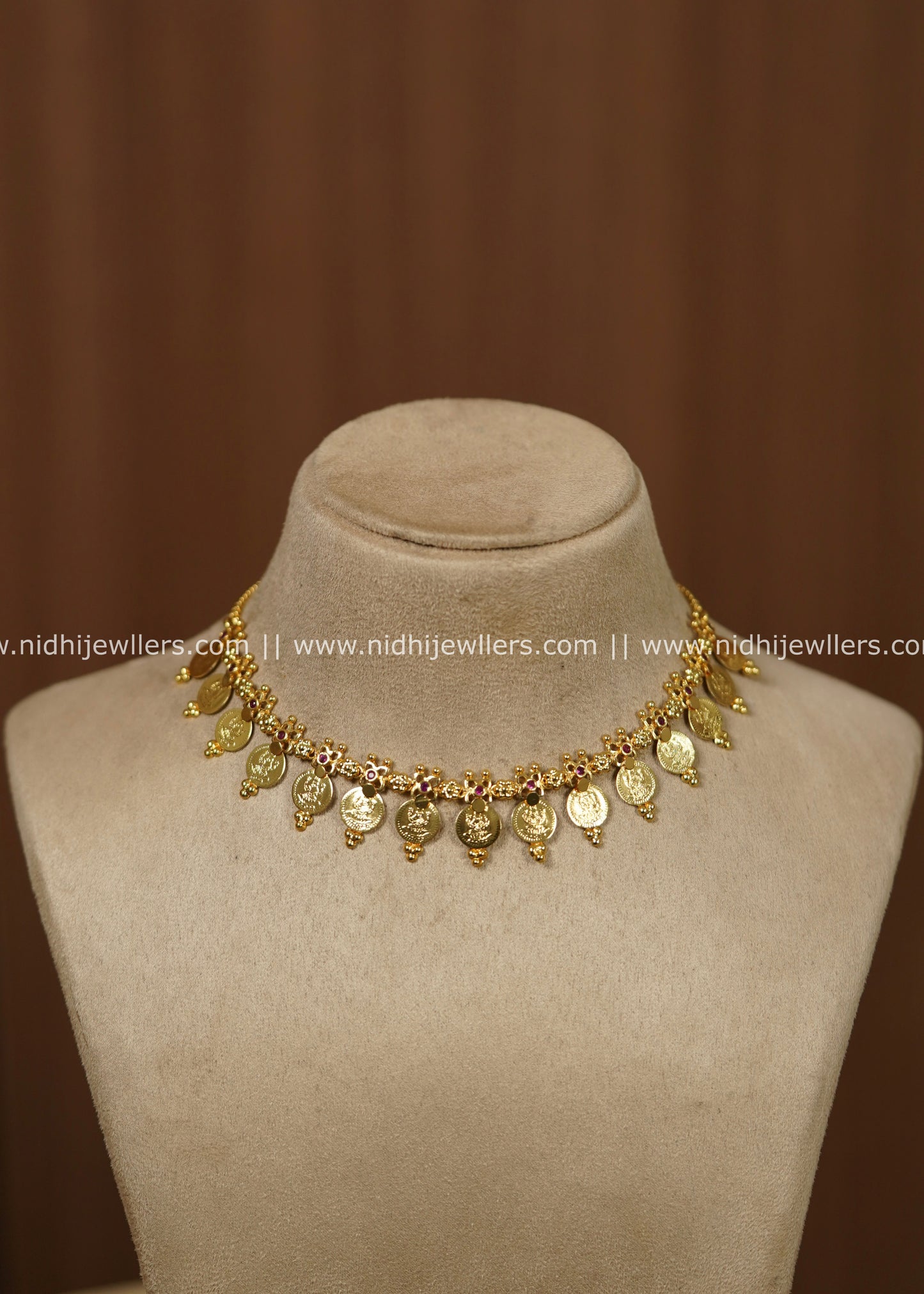 Traditional Goddess Lakshmi Kasu Mala Coin Choker Necklace – Sarayu