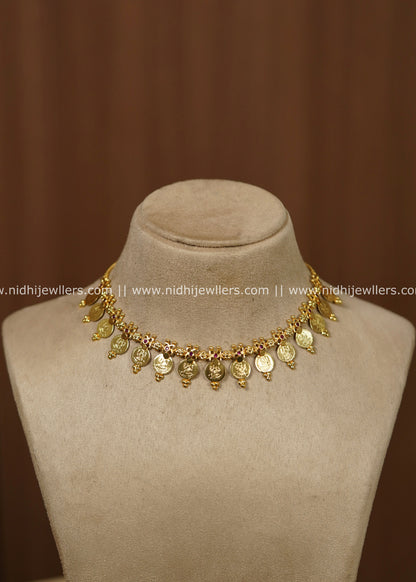 Traditional Goddess Lakshmi Kasu Mala Coin Choker Necklace – Sarayu