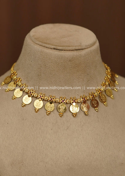 Traditional Goddess Lakshmi Kasu Mala Coin Choker Necklace – Sarayu