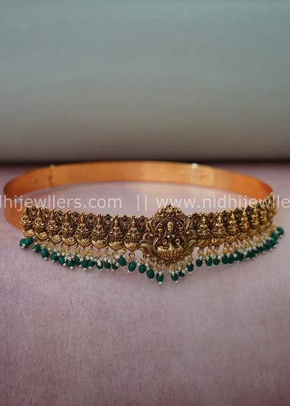 Lakshmi peacock Hip belt with green Victorian beads