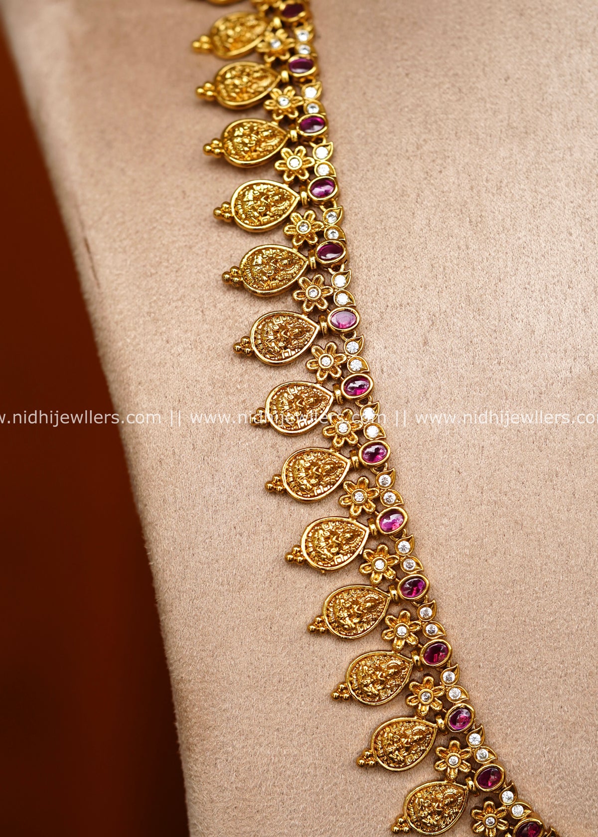 Grand Antique Goddess Lakshmi Kasu Haram Long Necklace Set – Vasuki