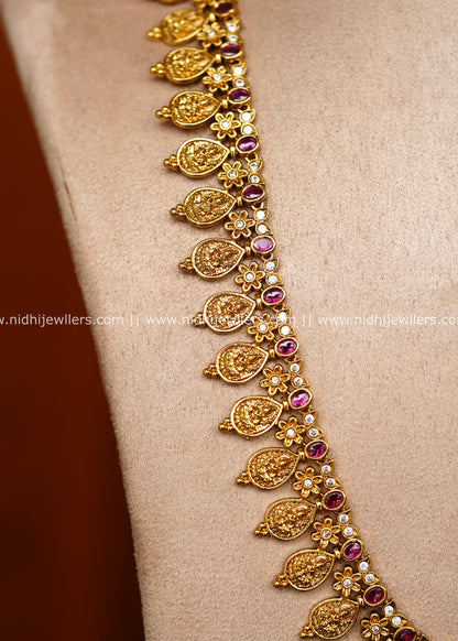 Grand Antique Goddess Lakshmi Kasu Haram Long Necklace Set – Vasuki