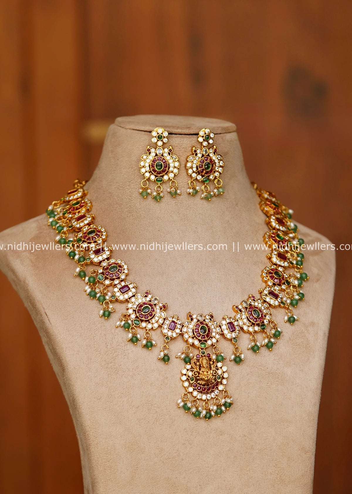 Grand Antique Jadau Kundan Goddess Lakshmi Temple Haram Set – Lekha