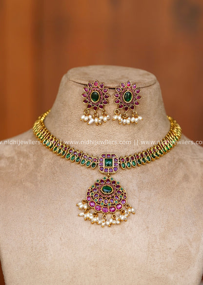 Grand Antique Dual-Tone Kemp & Medallion Choker Necklace Set – Sanika