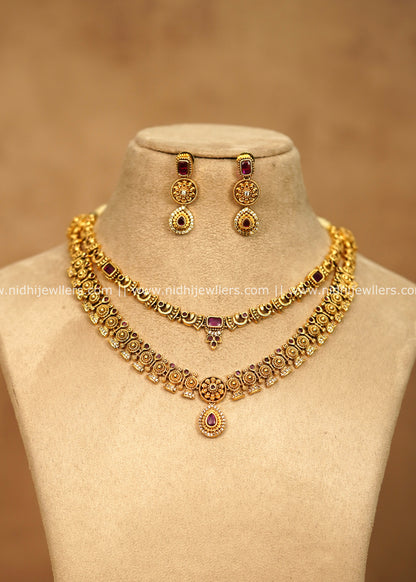 Grand Antique Two-Tier Floral & Teardrop Layered Necklace Set – Minara