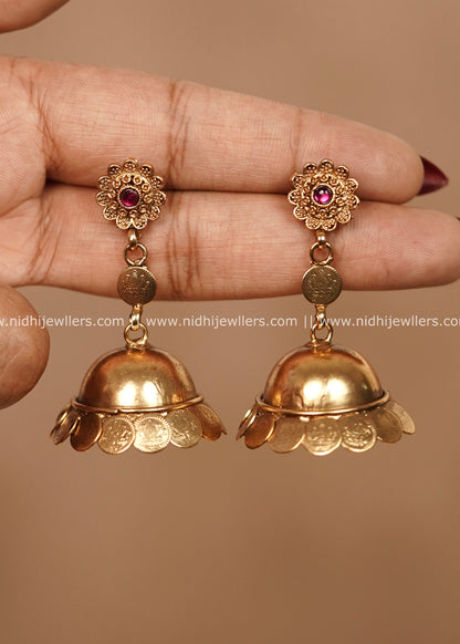 Antique Goddess Lakshmi Kasu Coin Jhumkas – Keerthi