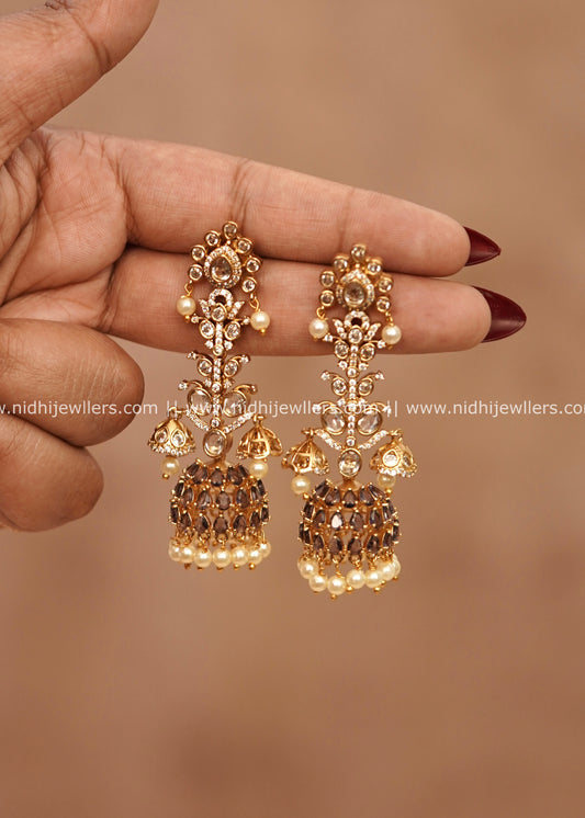 Grand AD & Lavender Stone Multi-Tier Statement Jhumka Earrings – Nova