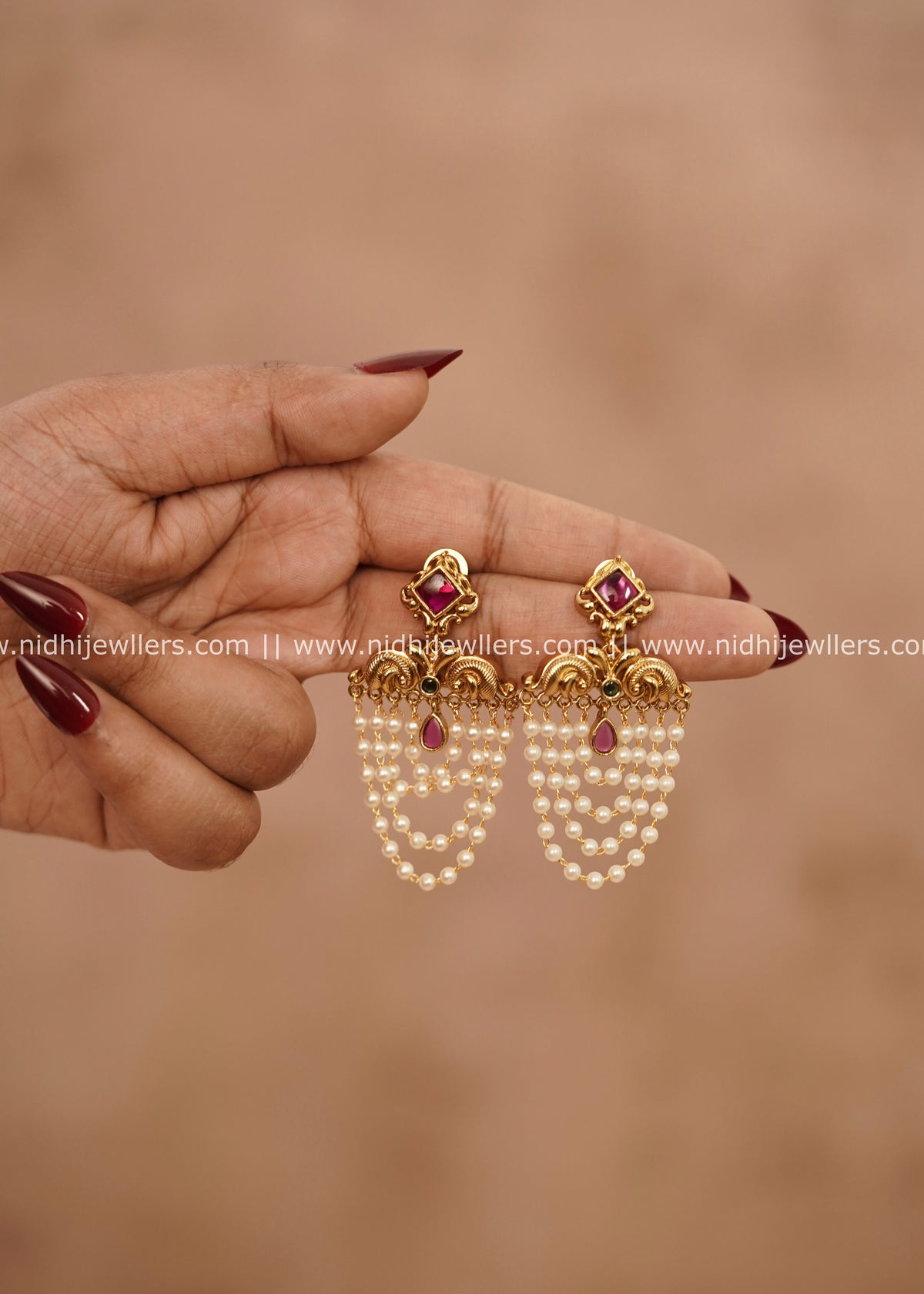Grand Antique Peacock Kemp & Cascading Pearl Drop Earrings – Diva