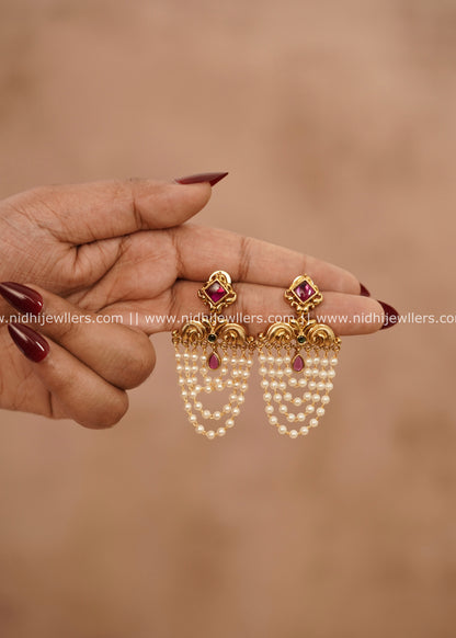 Grand Antique Peacock Kemp & Cascading Pearl Drop Earrings – Diva