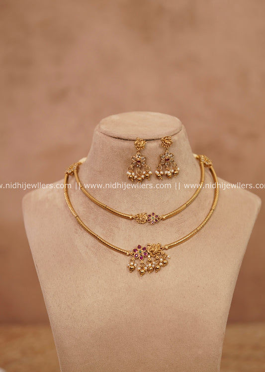 Grand Antique Two-Tier Peacock & Kemp Floral Layered Collar Set – Mahima