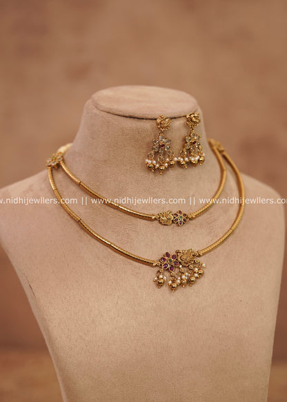 Grand Antique Two-Tier Peacock & Kemp Floral Layered Collar Set – Mahima