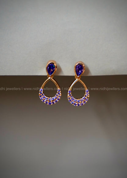 Dailywear  Blue micro stone oval earring.