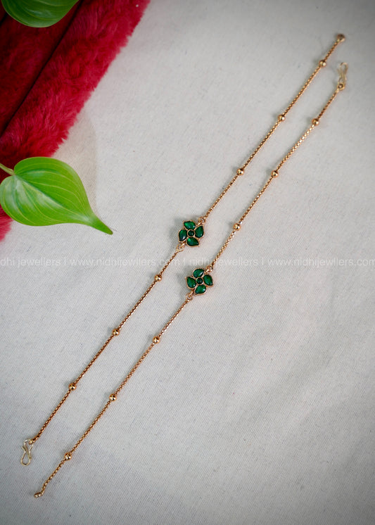 floral anklet blue and green double side