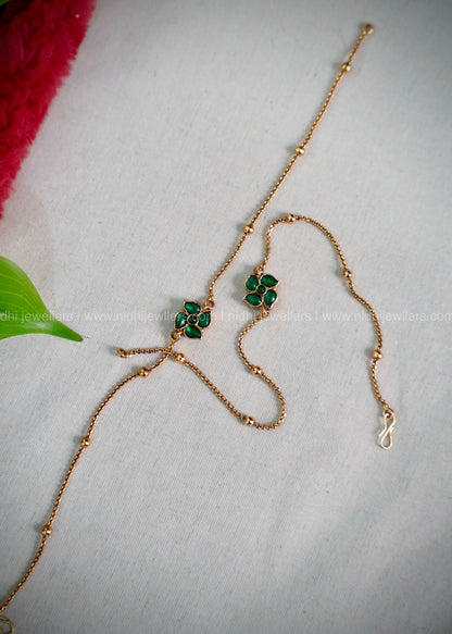 floral anklet blue and green double side