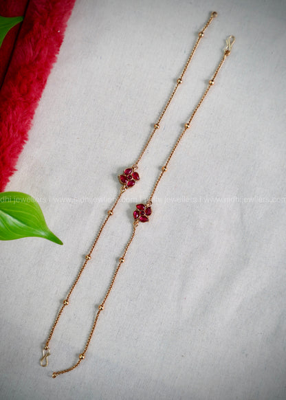 floral anklet blue and green double side