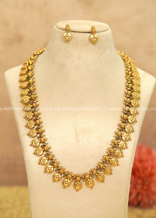 Regal Antique Goddess Lakshmi Coin Long Haram Set – Seetha