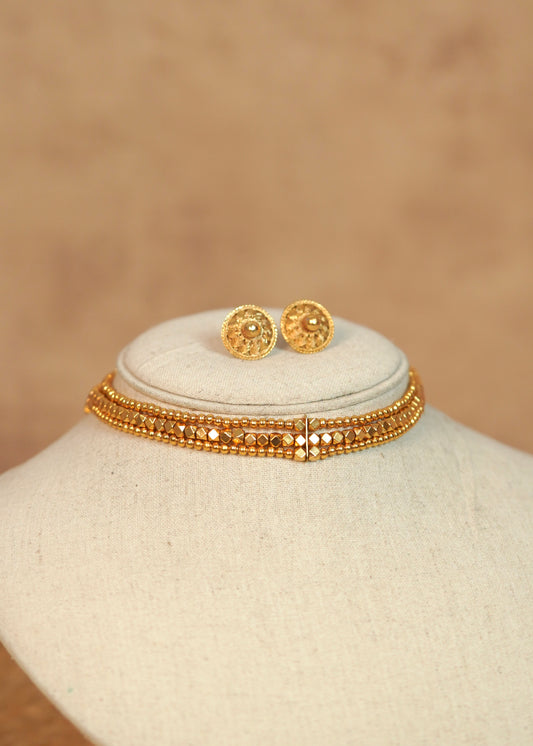 Traditional Geo-Beaded Multi-Strand High-Neck Choker Set – Rashmika