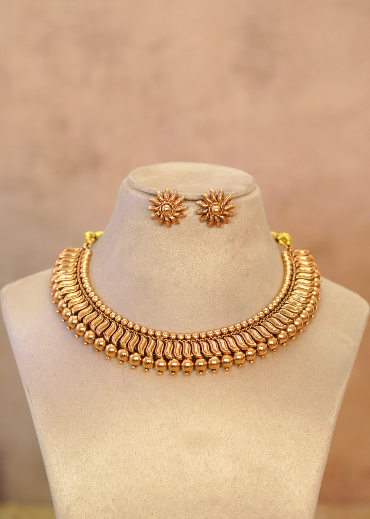 Traditional Panchaloha Heritage Ribbed Choker Set – Garima
