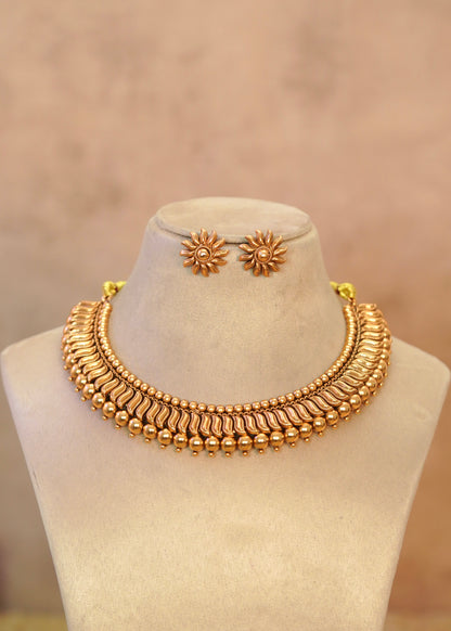 Traditional Panchaloha Heritage Ribbed Choker Set – Garima