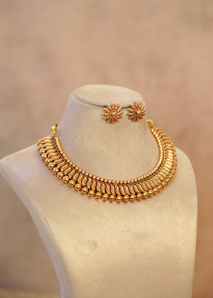 Traditional Panchaloha Heritage Ribbed Choker Set – Garima