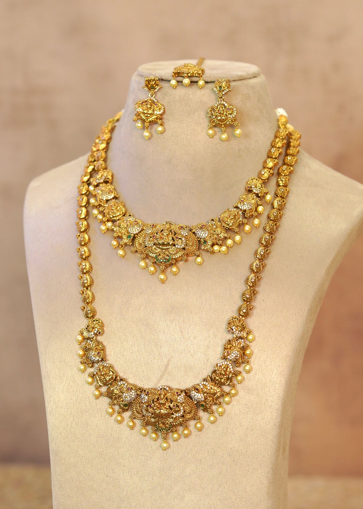 Regal Antique Nagas Goddess Lakshmi Complete Bridal Set – Samriddhi