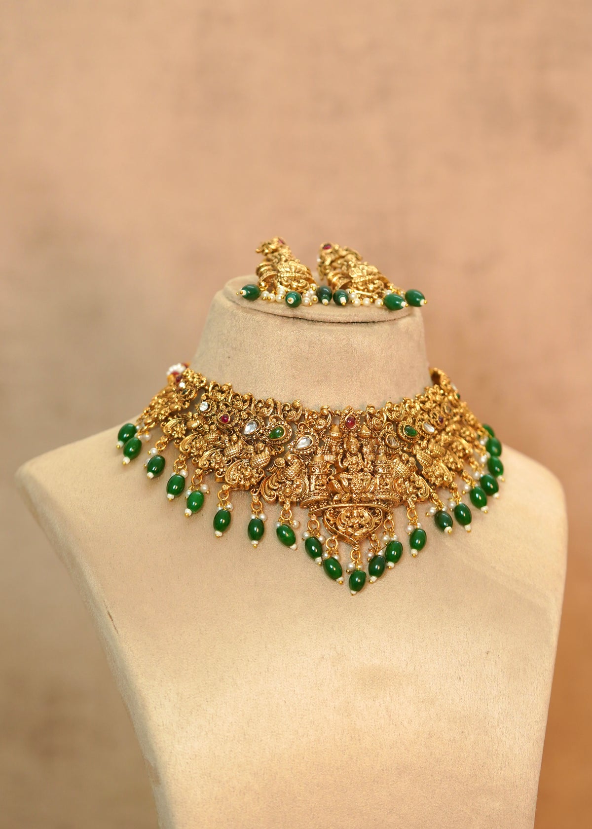 Regal Antique Nagas Goddess Lakshmi Broad Bridal Choker Set – Nirmala