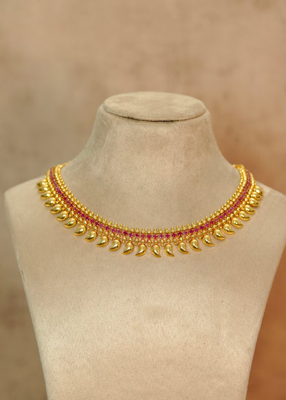 Traditional Real Gold Plated Manga / Mango Ruby Kemp Choker Necklace – Aarushi