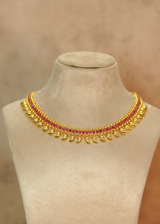Traditional Real Gold Plated Manga / Mango Ruby Kemp Choker Necklace – Aarushi