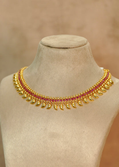 Traditional Real Gold Plated Manga / Mango Ruby Kemp Choker Necklace – Aarushi