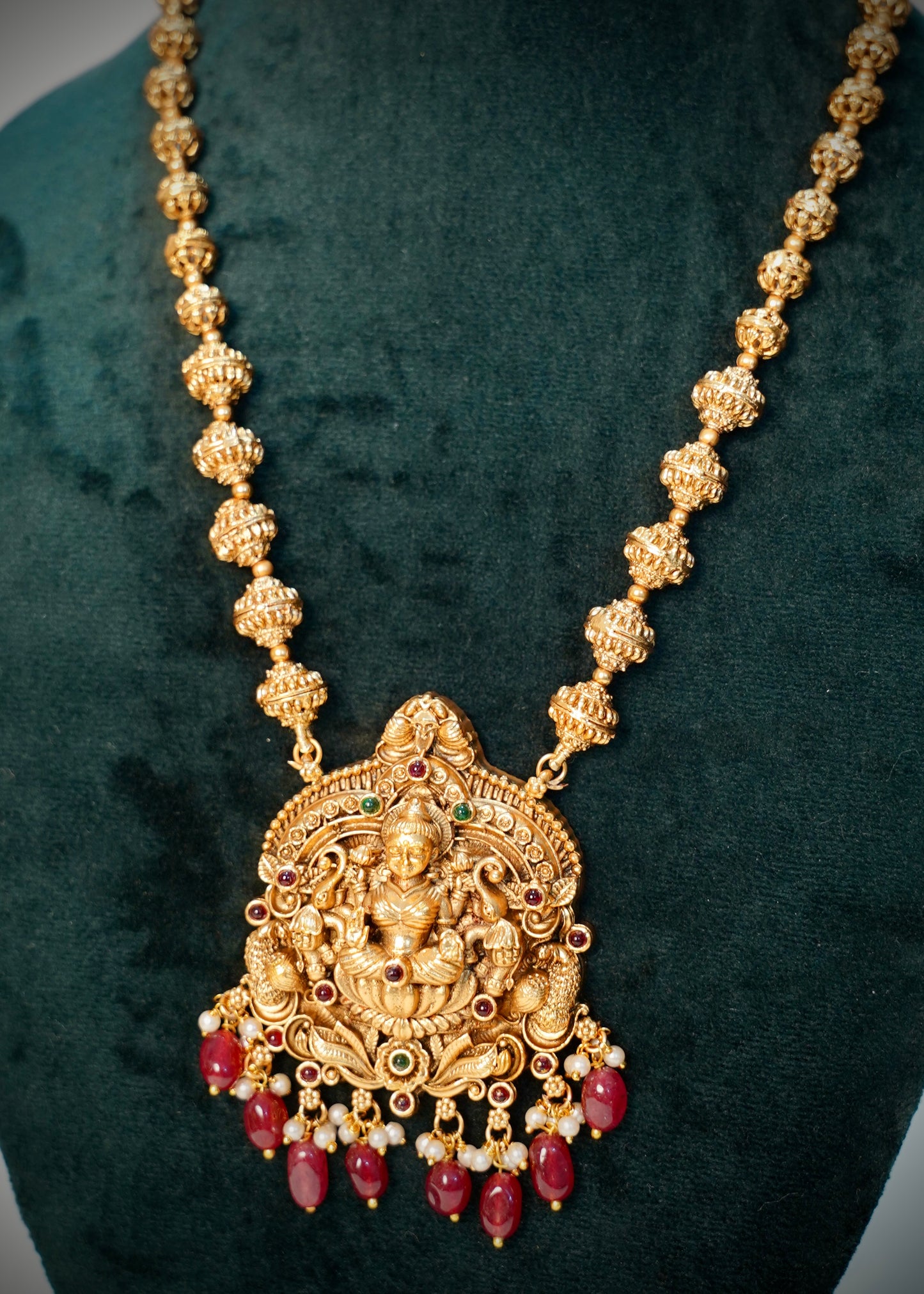 Premium Lakshmi haram with ruby Victorian beads